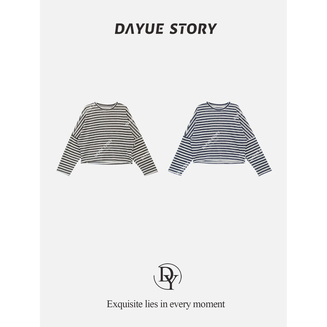 DAYUE【交响曲】显瘦~穿上纸片人感！软糯舒适百搭条纹长袖条纹T恤
