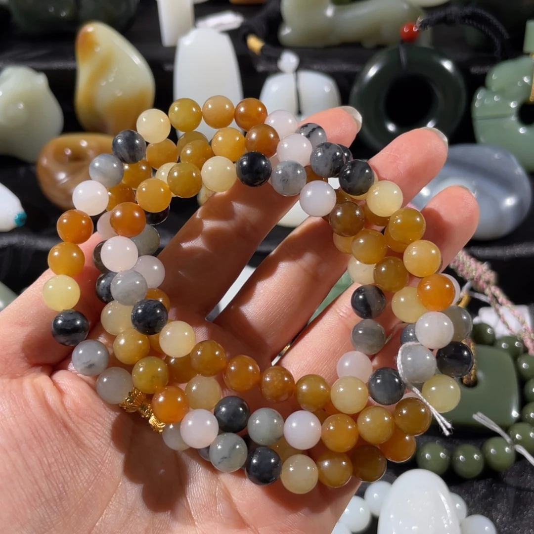 和田玉未镶嵌颈饰项链108颗