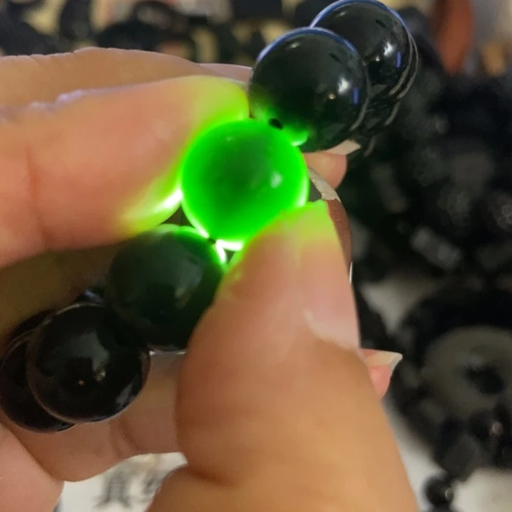 翡翠未镶嵌手链墨翠12