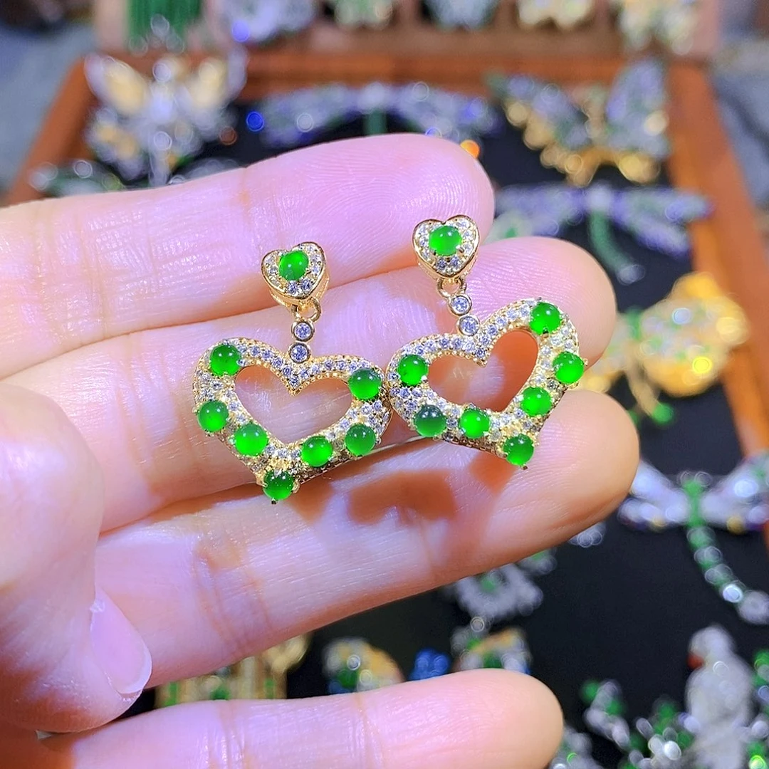 吊坠(不含链)银S925镶嵌翡翠