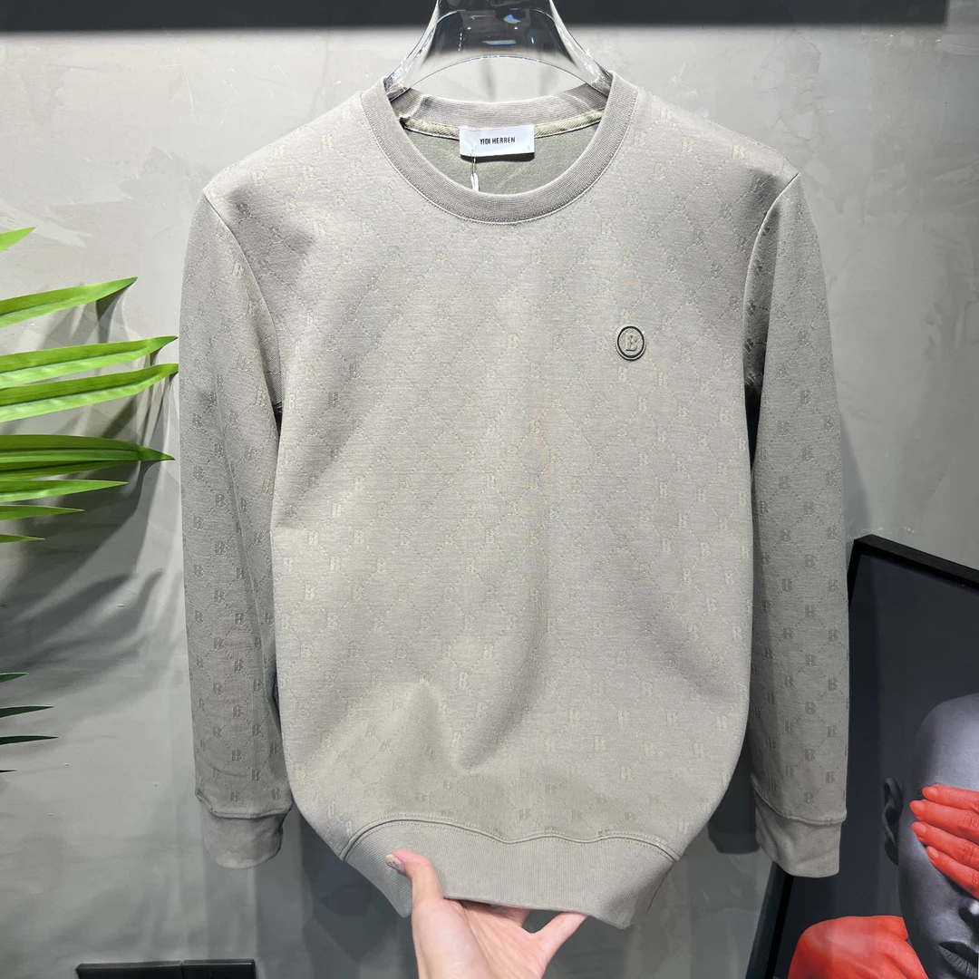 欧洲站男士时尚个性烫钻卫衣潮流百搭欧货男装圆领打底衫轻奢长袖