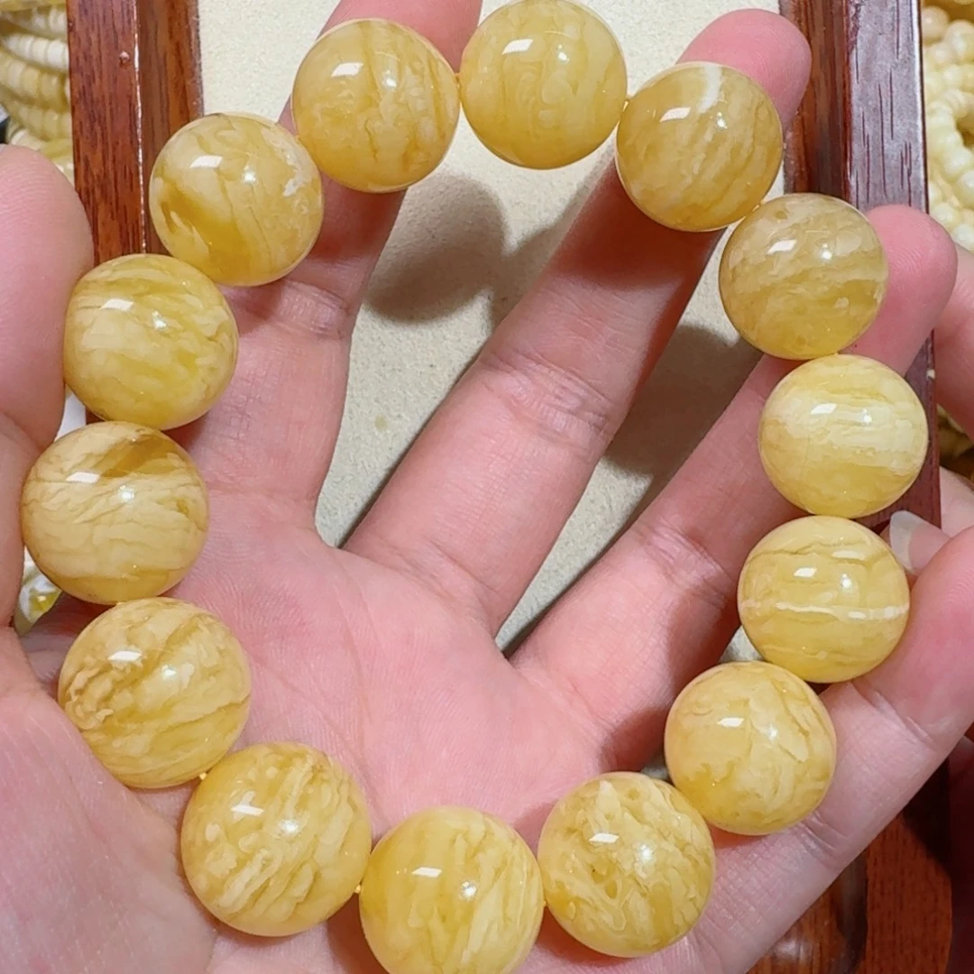 柒***琥珀未镶嵌手链蜜蜡手串