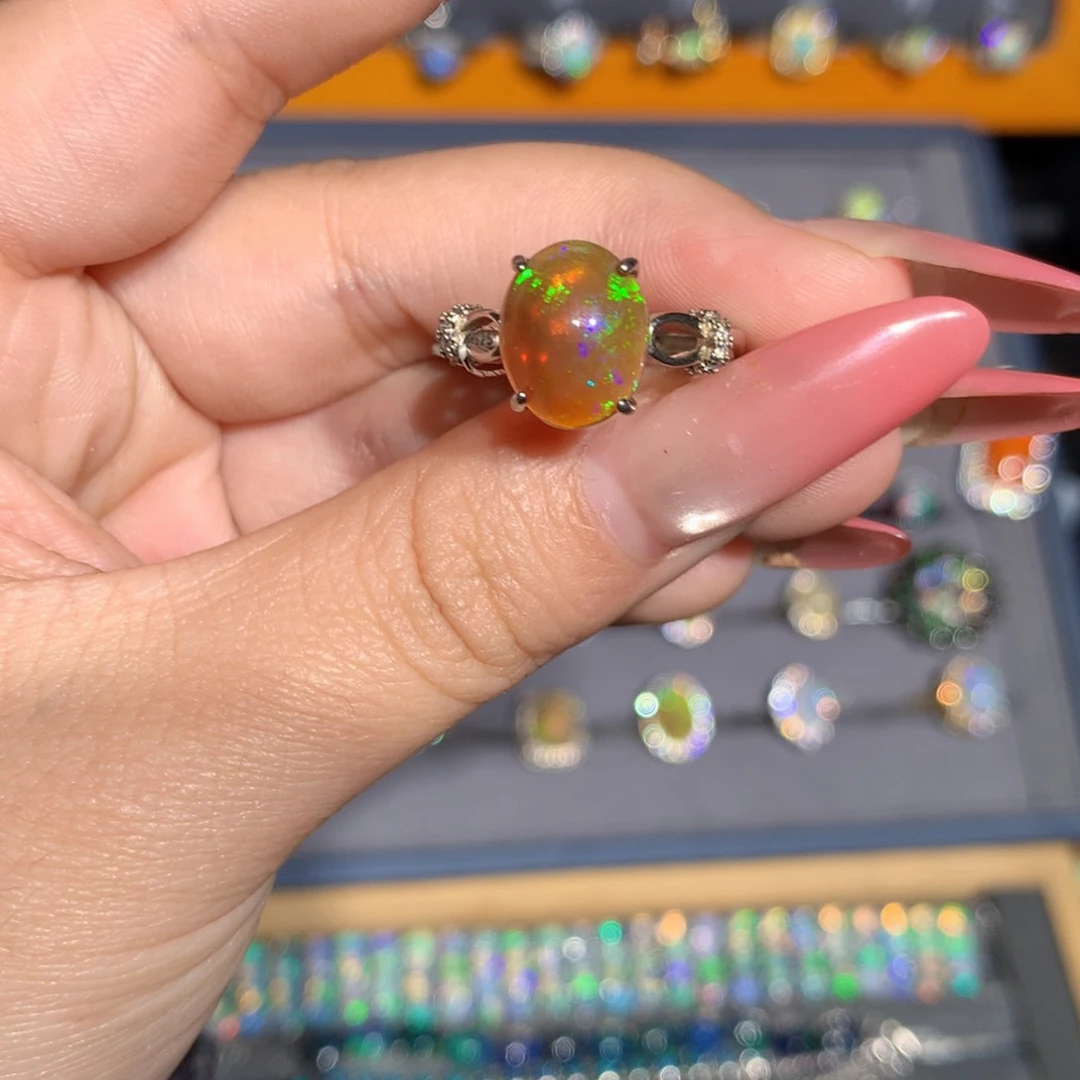 银S925镶嵌欧泊欧泊戒指l