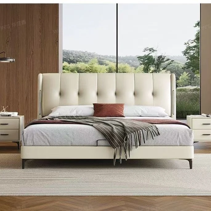 轻奢意式简约免洗1.8米主卧室婚床1.5米小户型高箱气压储物床