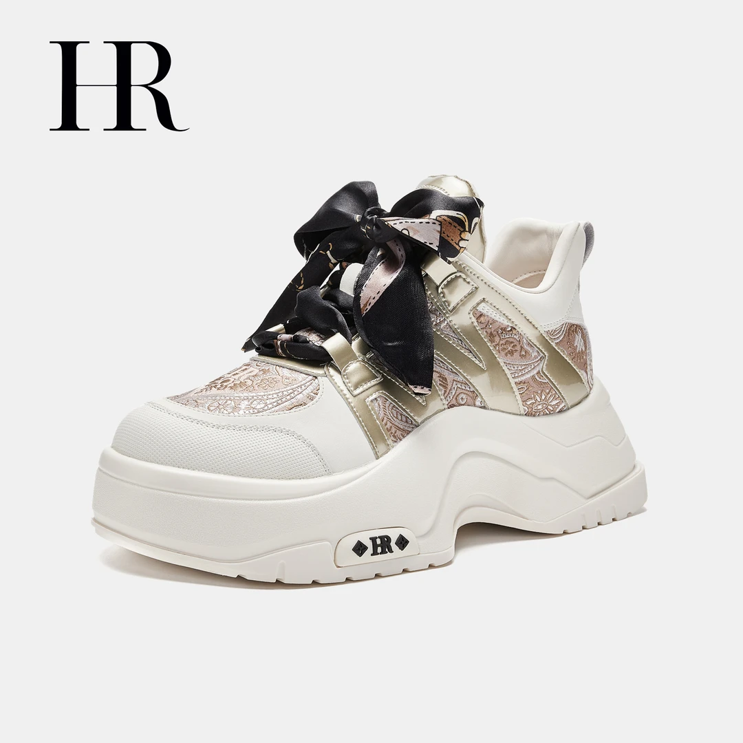 HR赫莲娜女鞋子2025春季新款老爹鞋厚底增高小众新中式国风运动鞋