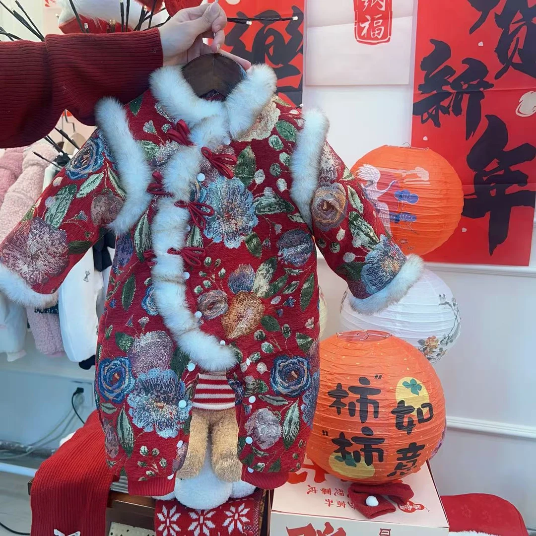 【386千金】婴幼儿男女宝宝加绒加棉新年拜年棉服外出哈衣