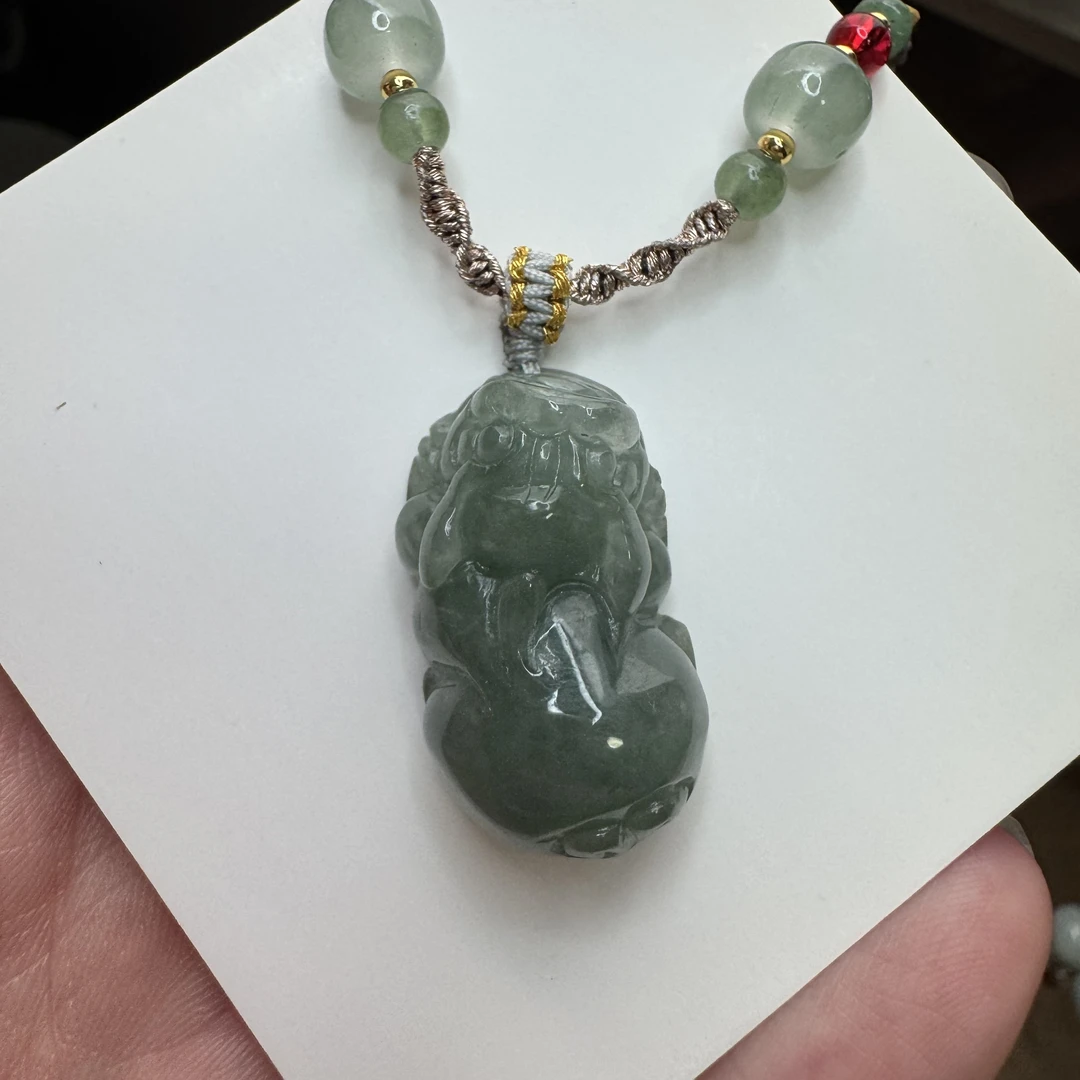 天然翡翠玉貔貅吊坠(A货) 绿色 配检测证书