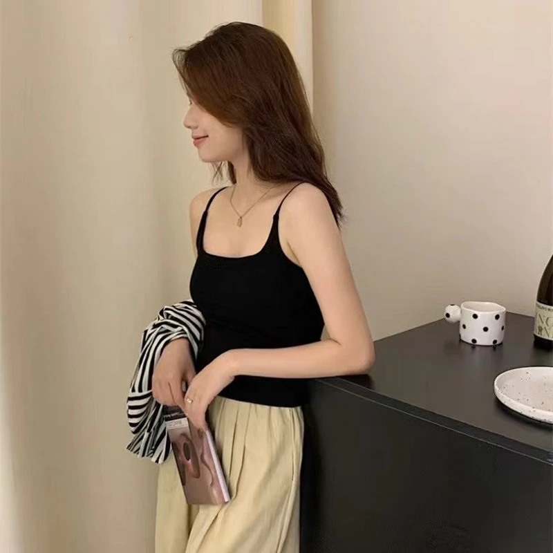 Hello2025升级莫代尔一体可调节杯美背抹胸吊带女中长打底背心702