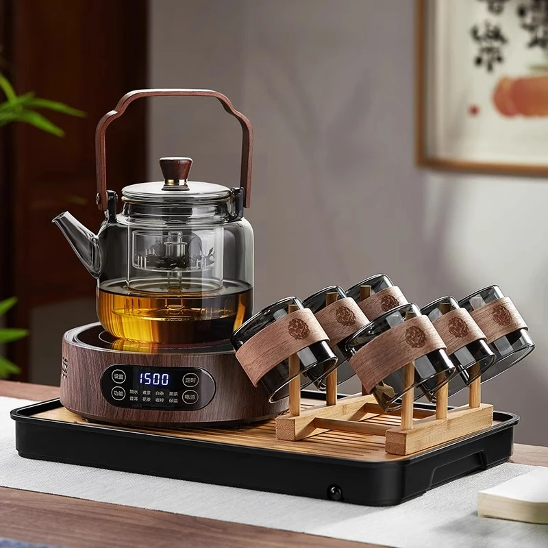 加厚蒸煮一体煮茶器茶具套装泡茶器玻璃煮茶壶电陶炉整套烧水家用