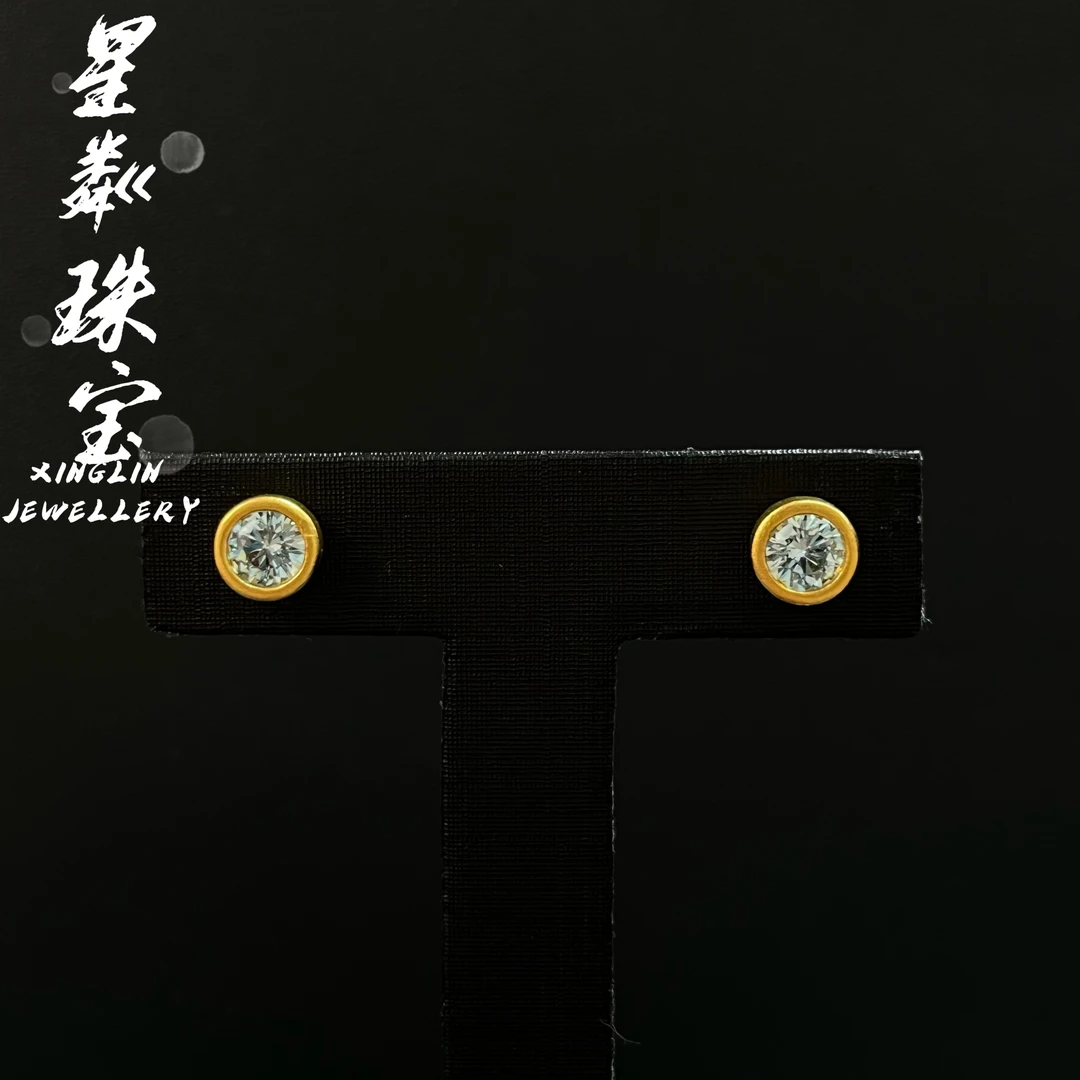 【泡泡耳钉】足金999黄金5G时尚高级耳钉