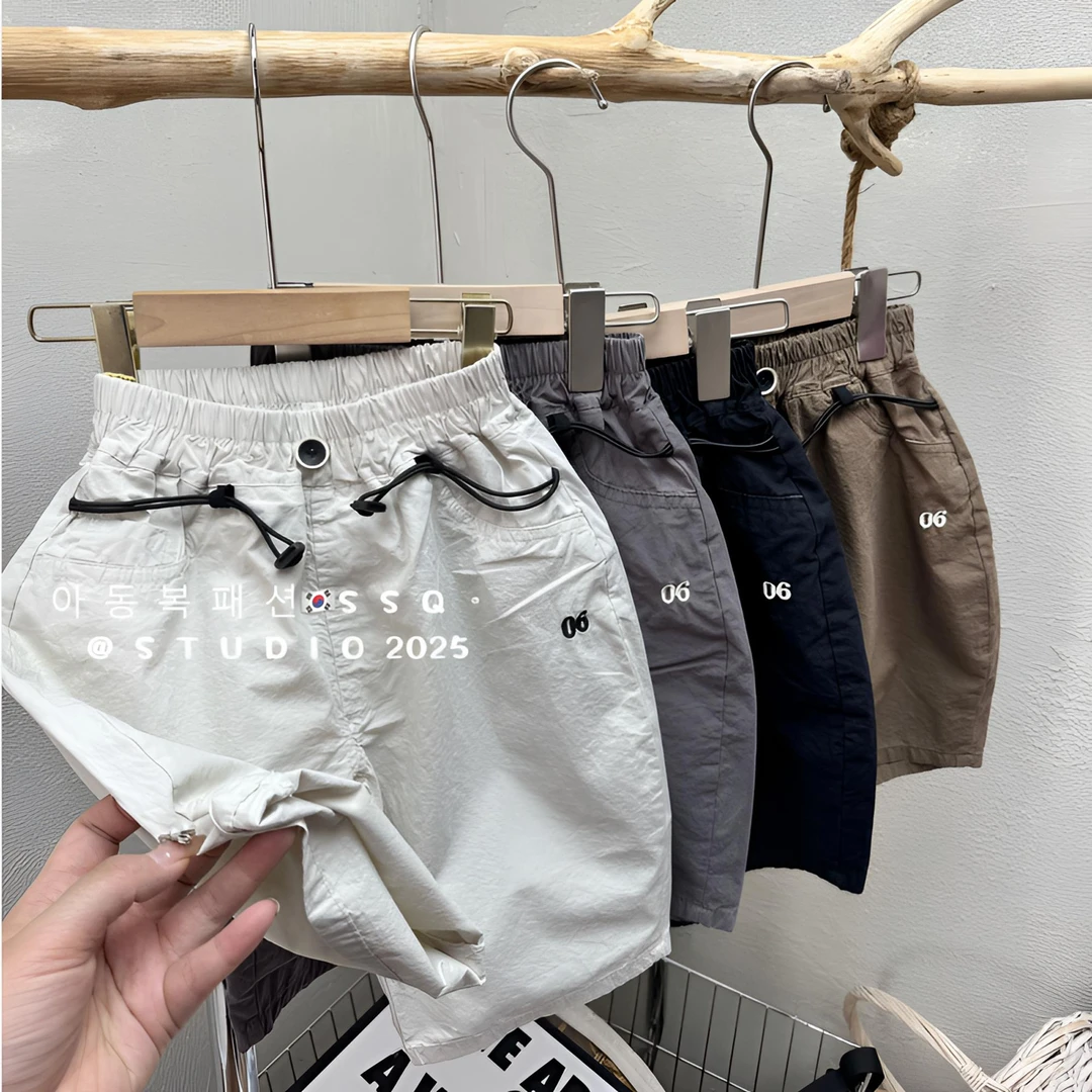 破价【满满家‘’】06刺绣抽绳设计.韩国潮童中裤七分过膝韩系小裤