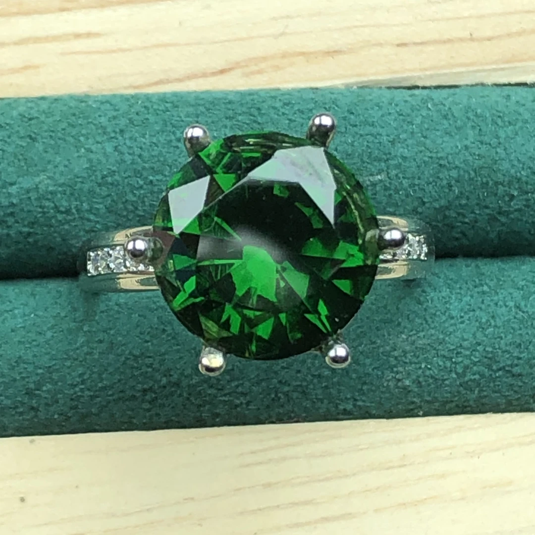 【】11126 宝绿色帕戒指活口开口可调节美丽培育大方 精致