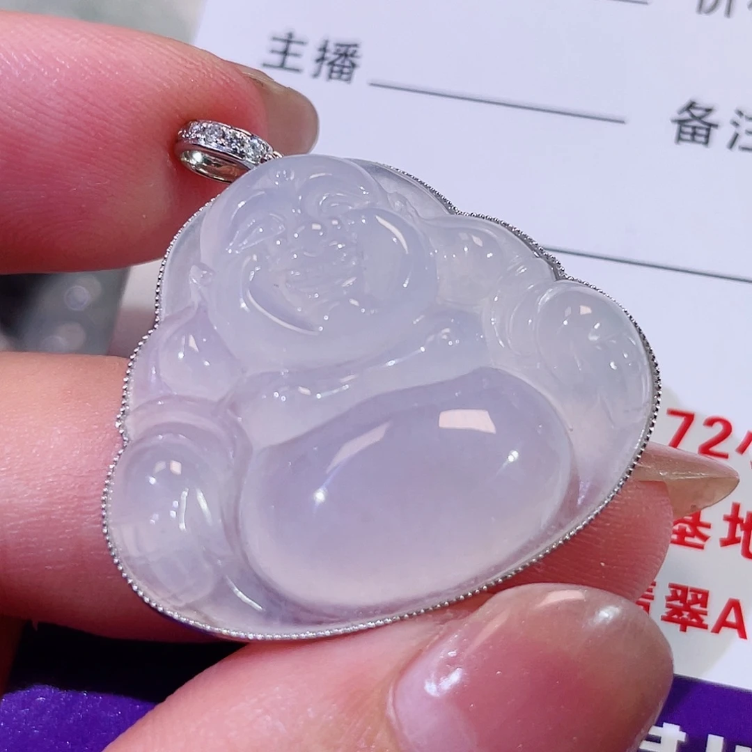 翡翠18K金镶嵌颈饰佛公