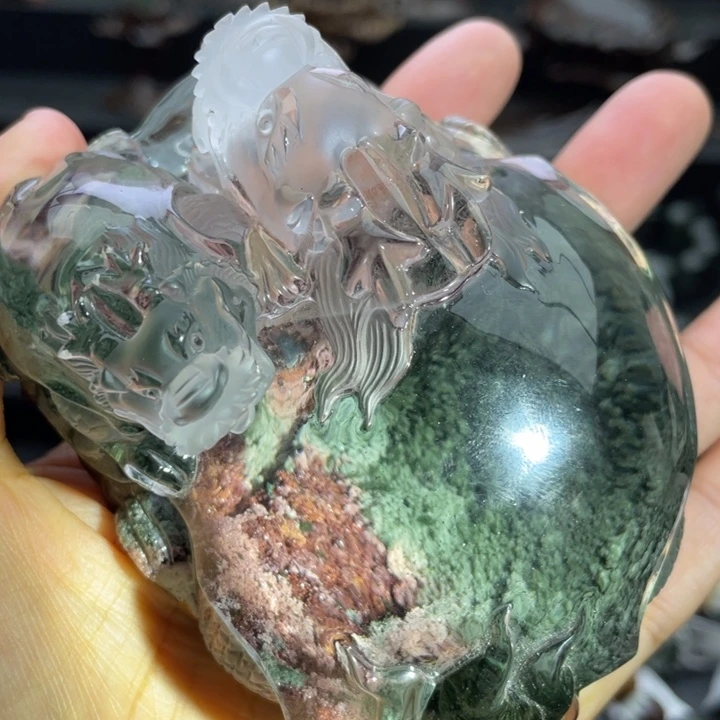 水晶未镶嵌吊坠(不含链)红绿子母龟摆件定制