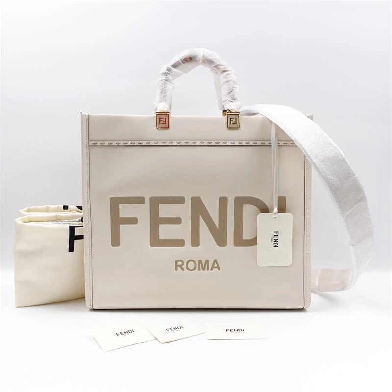 95新 FENDI/芬迪 奶昔白手提托特包T_ZY0000384800