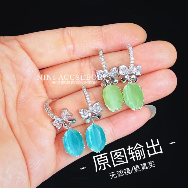 『Bling绿鸽子蛋』2025新款ins元气少女时尚多巴胺甜酷糖果耳坠耳钉