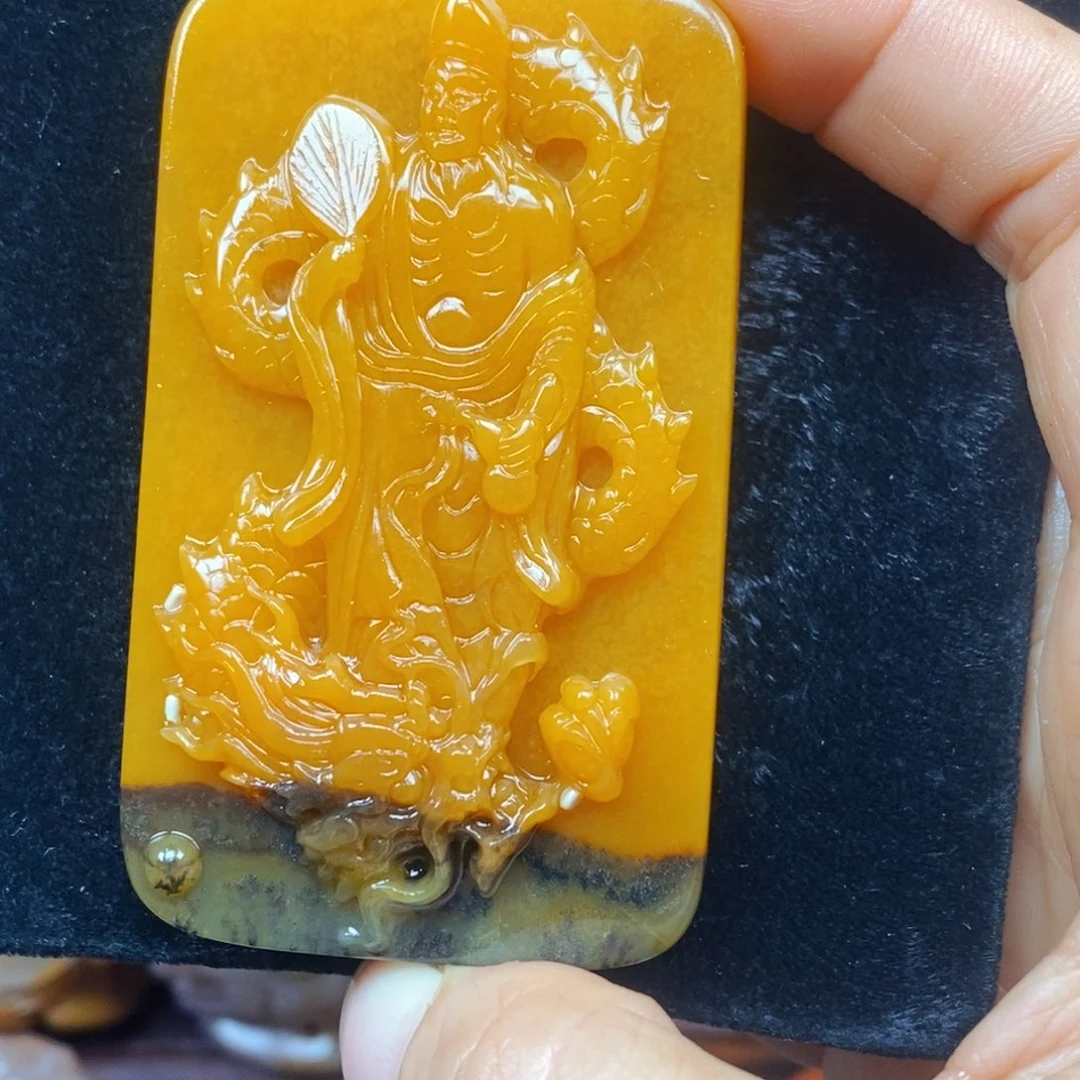 未镶嵌石英质玉（黄龙玉）吊坠(不含链)