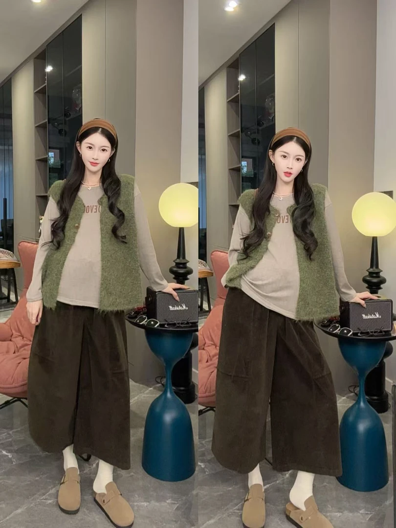 时尚孕妇秋季新款宽松字母长袖百搭显瘦休闲上衣孕妇裤裙套装