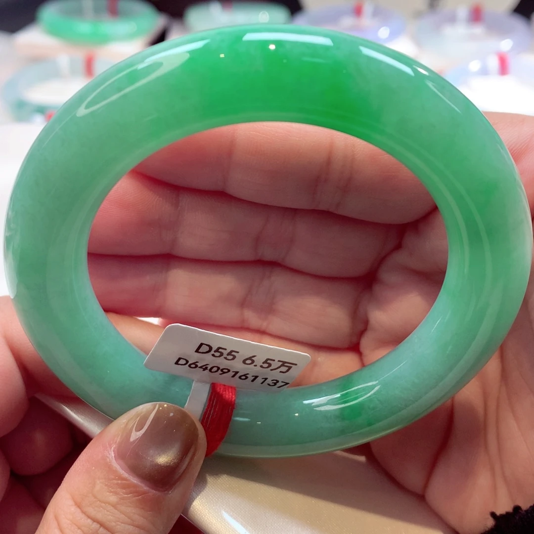 未镶嵌手镯翡翠阳绿大胖圆6号11