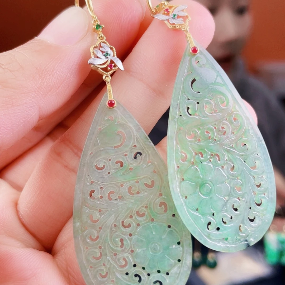 翡翠未镶嵌耳饰饰品