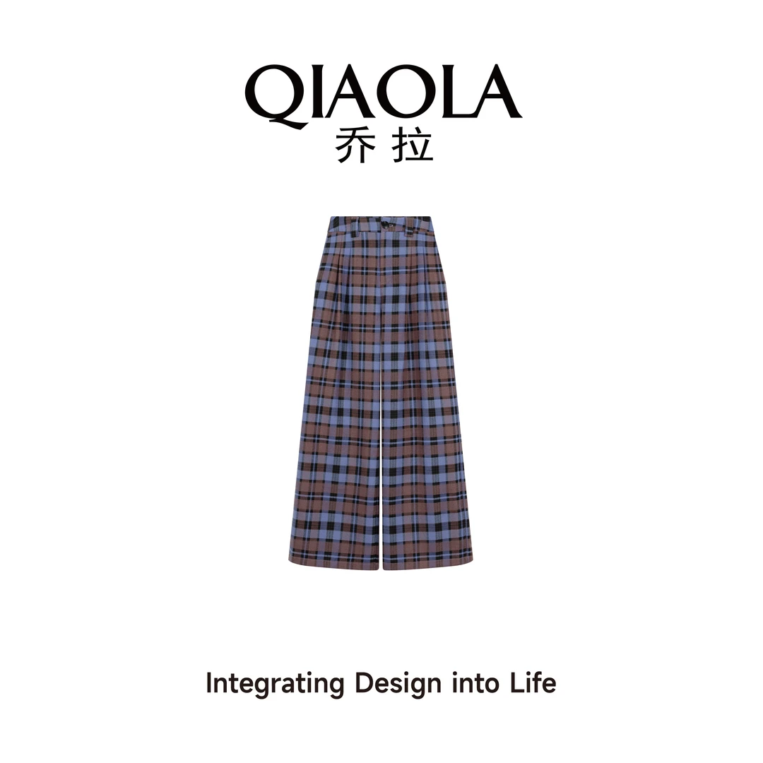 QIAOLA/乔拉【芋桃小酥】秋冬季格纹时尚百搭显瘦长裤预售
