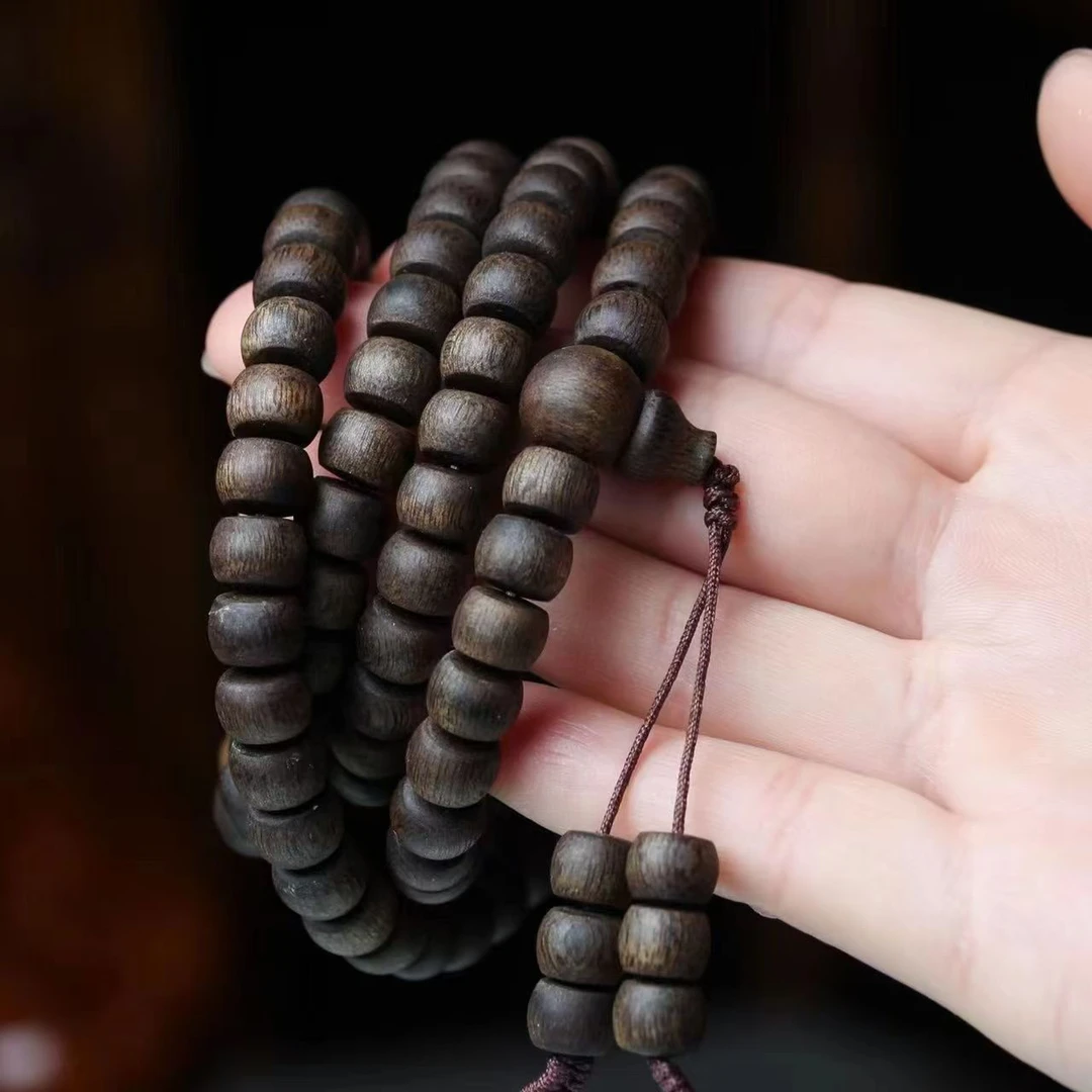 沉香芽庄白棋鼓珠多圈9mm沉水级多样性发一