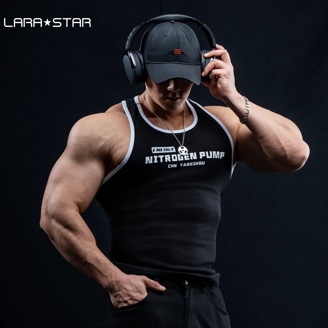 劳拉之星1079能量背心T恤男美式篮球训练运动跑步无袖圆领坎肩V