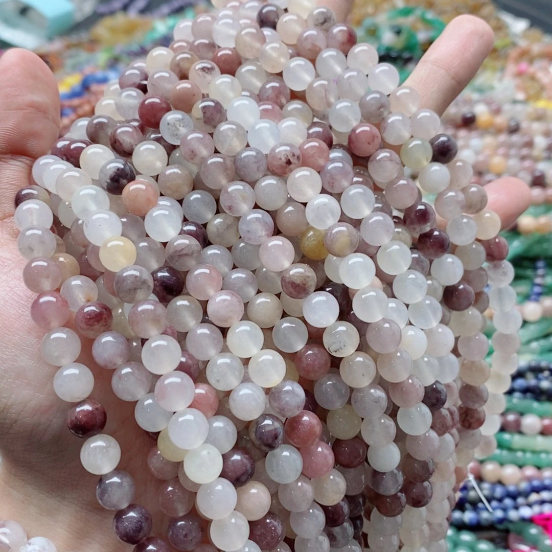 玛瑙/玉髓未镶嵌珠宝半成品一条天然8mm紫罗兰圆珠