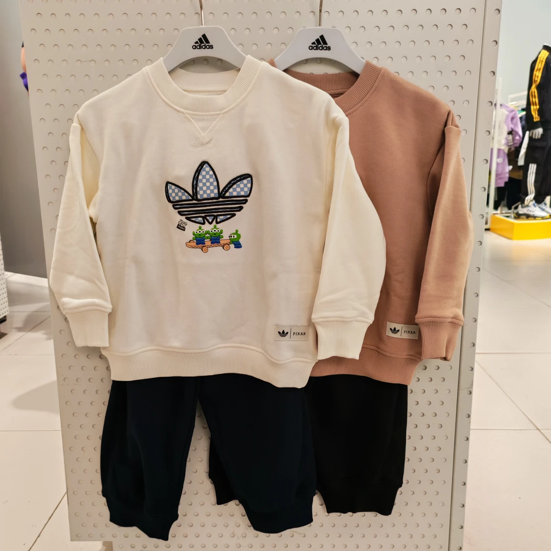 adidas/阿迪达斯儿童25秋男女小大童三叶草卫衣套装  KF7344