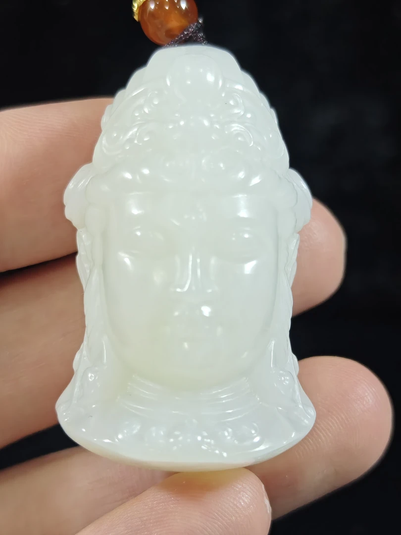 旧藏天然和田玉观音吊坠挂件配饰46克45*24*23mm