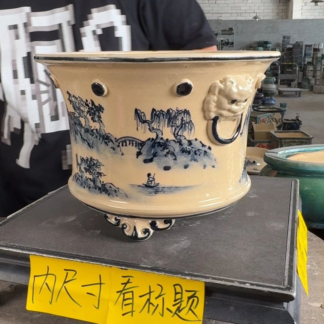 。一风堂石湾花盆 泥点 内20*14