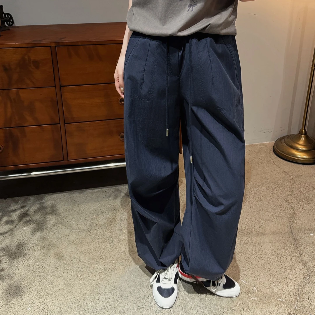 今婷春夏休闲时尚百搭宽松舒适松紧抽绳梭织工装裤裤-M25202307