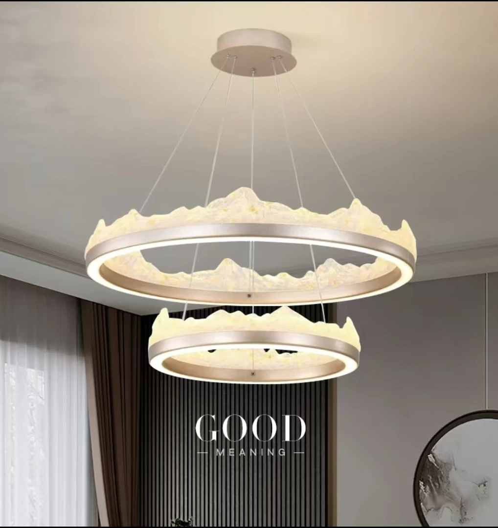 意式轻奢客厅吊灯日照金山设计师现代高级感别墅2025新款中山灯具