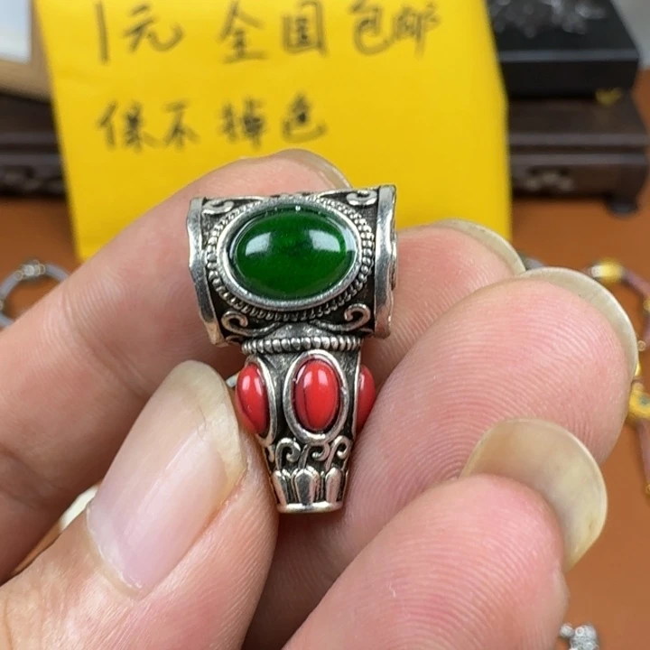 合成碳硅石铜合金文玩配饰多宝三通