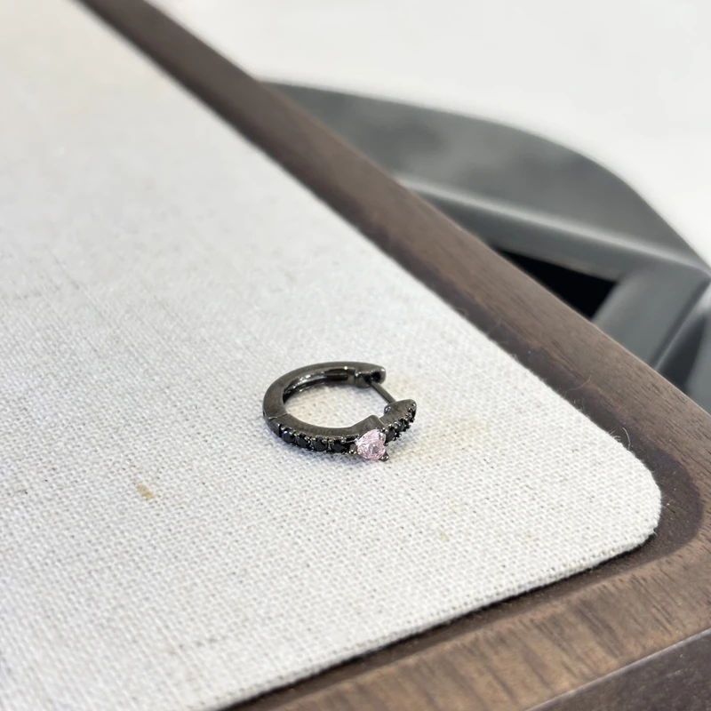 铜合金合成锆石耳饰 爱心锆耳钉EJ1123（一个）