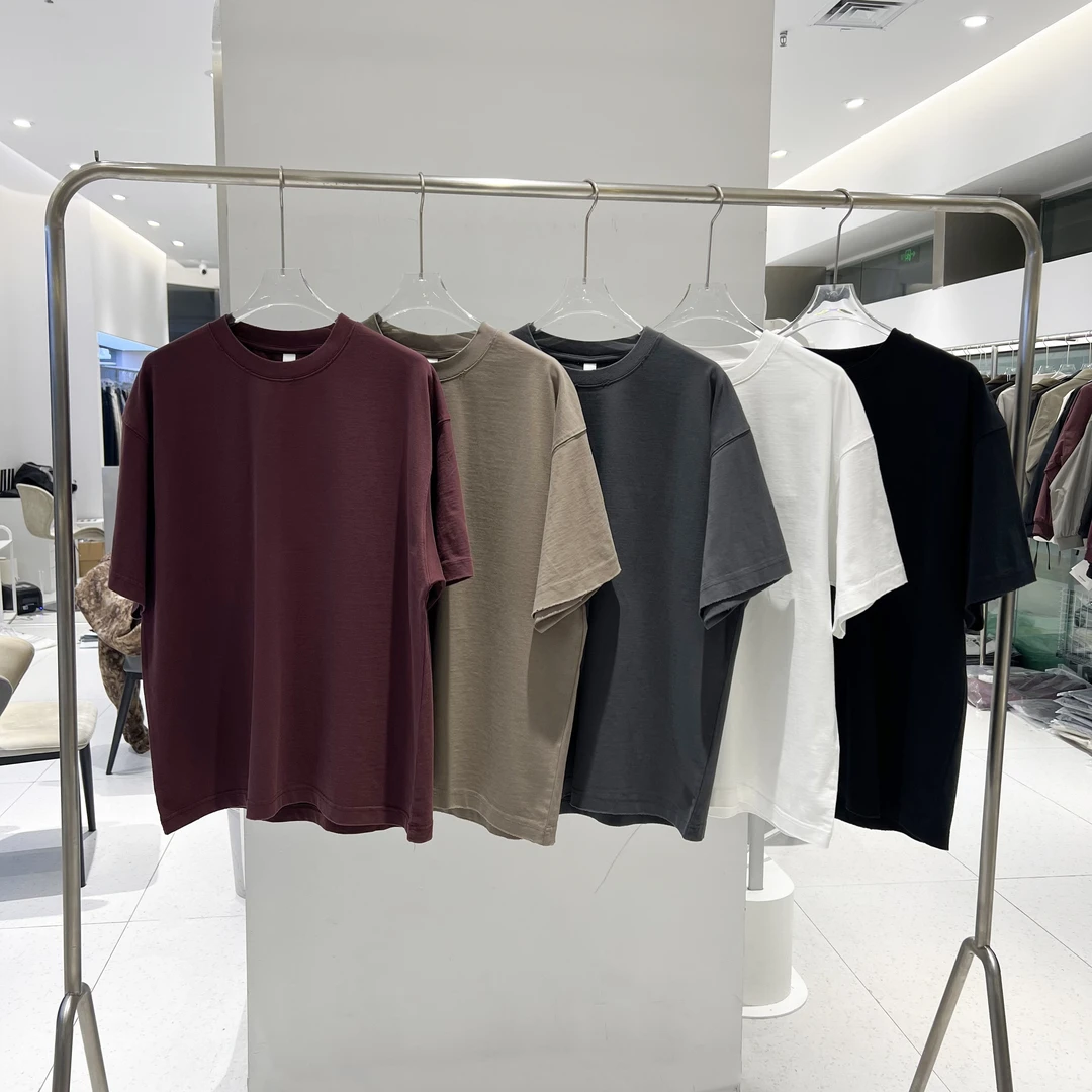 【重磅高品】男士春夏新款纯色基础简约百搭宽松阔版高克重短袖T恤