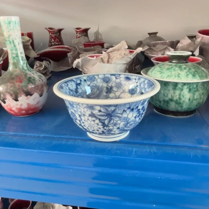 景德镇浅行窑柴窑万花杯