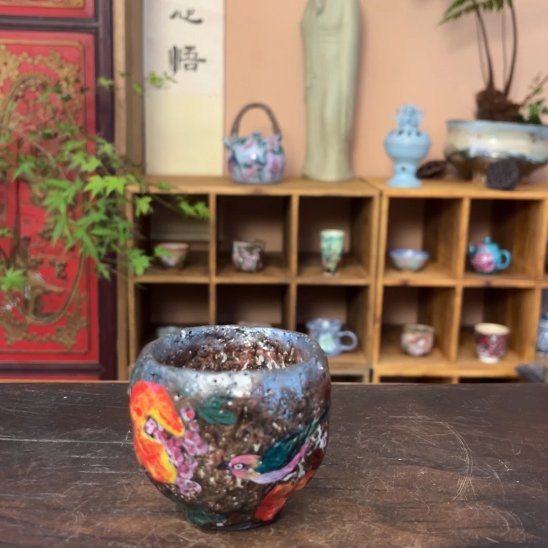 杯柴烧纯手工手绘陶瓷