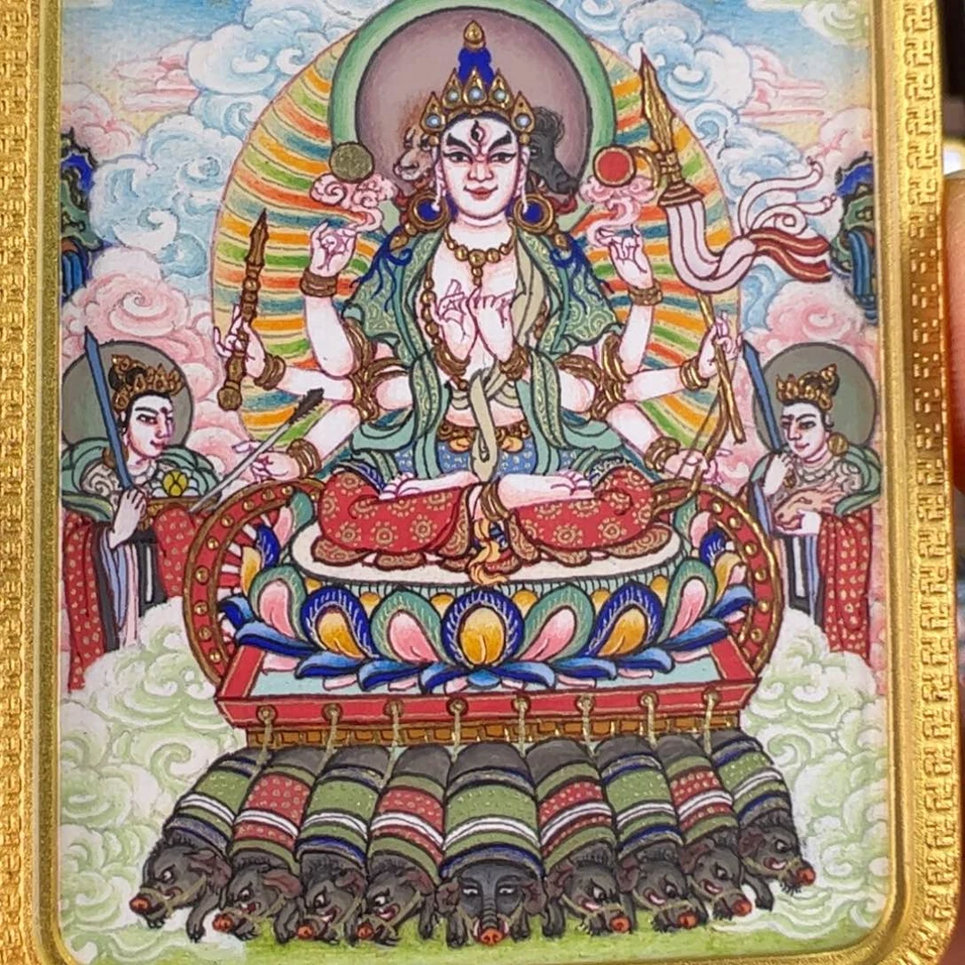 乘***光吊坠摩利支天唐卡绘画作品