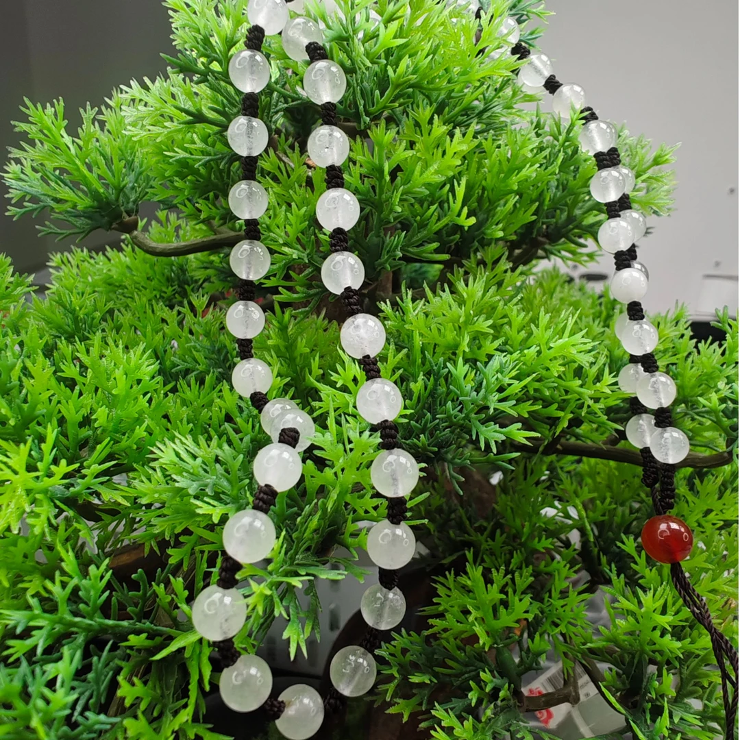 长安嘉玉新疆金丝玉圆珠吊坠编绳 时尚百搭高级显白  手工编织