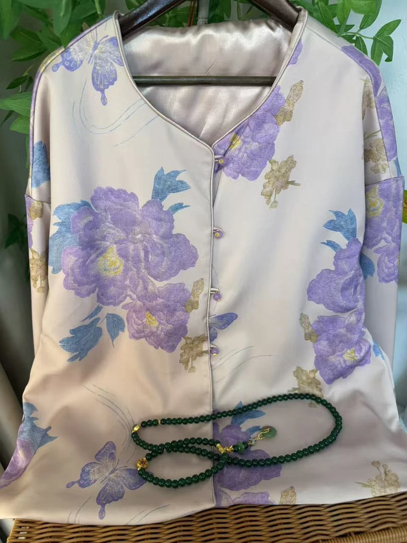 悦季新品（紫风铃）复古时尚简约高级国风上衣
