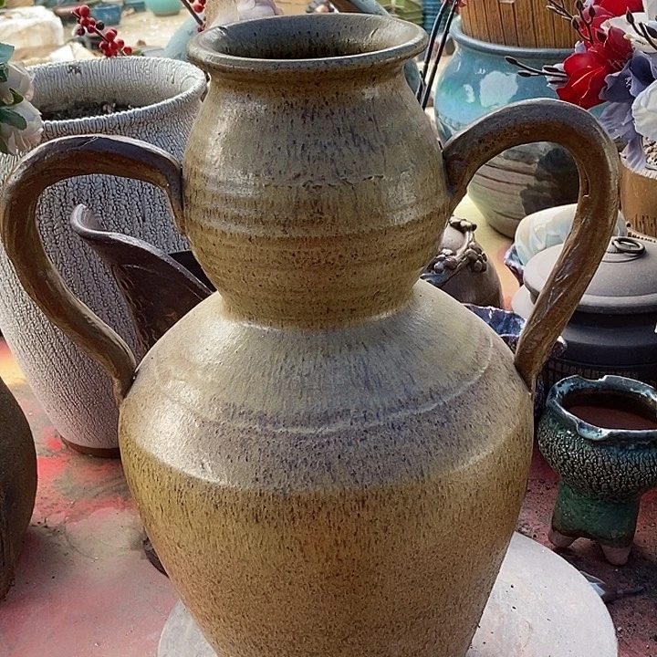 紫砂花盆口11.5高度35.5无孔手工处理