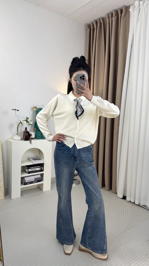 6905长袖针织显瘦秋冬秋季针织衫翻领女毛针织衫休闲