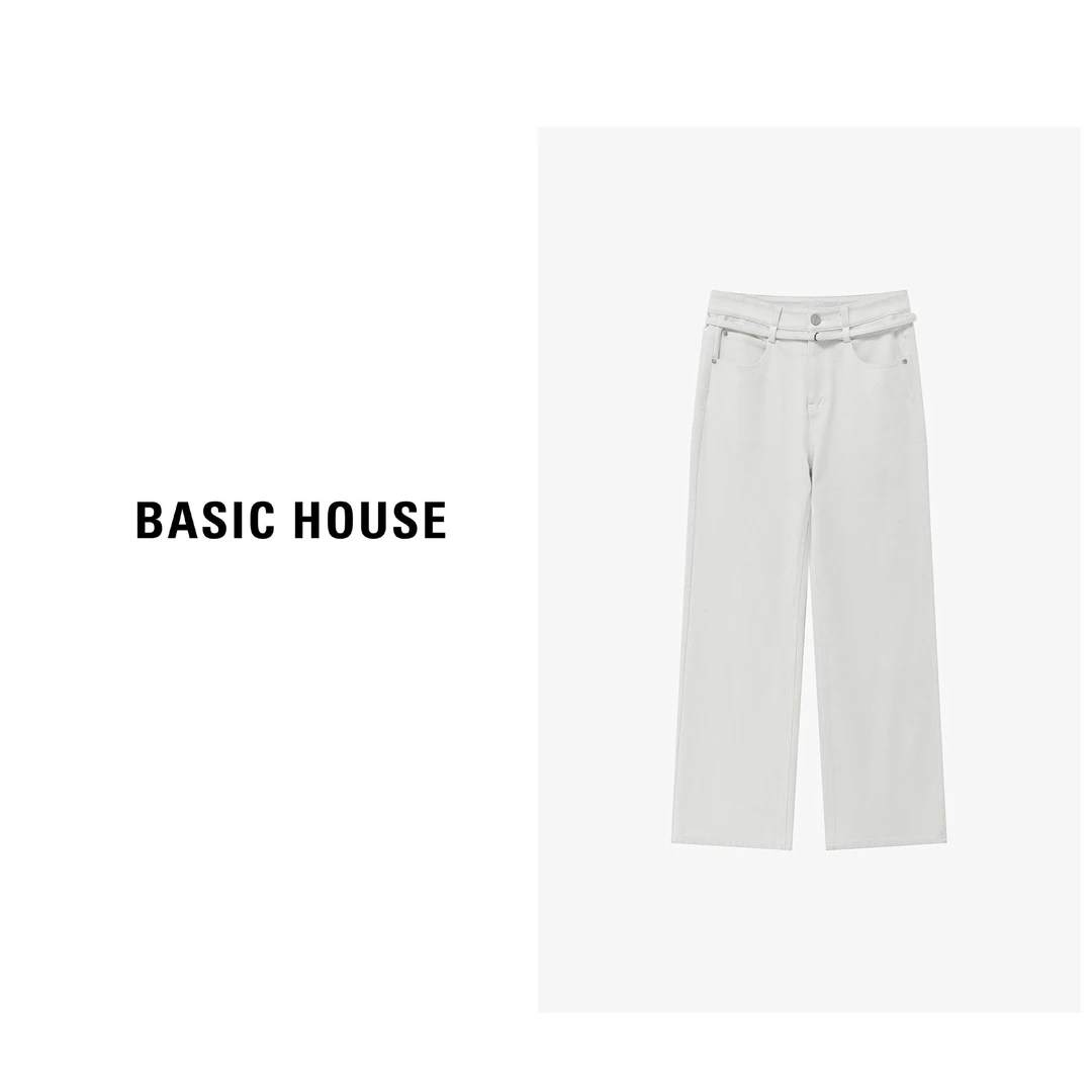 Basic House/百家好时尚百搭纯色牛仔裤-B0625H5H482