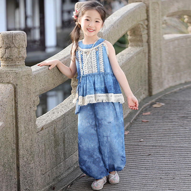 汉服女童夏季国风套装2025新款女孩新中式背心两件套高端儿童古装