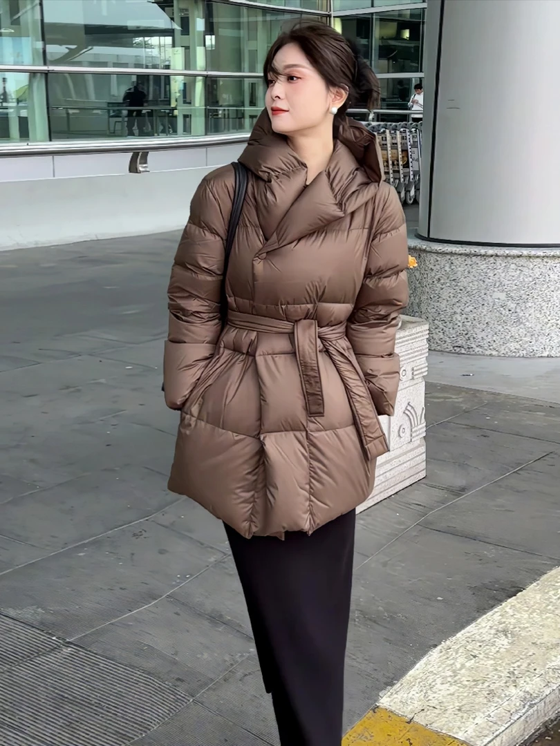 今年流行高级感咖色收腰气质棉服女冬季新款中长款保暖显瘦外套女