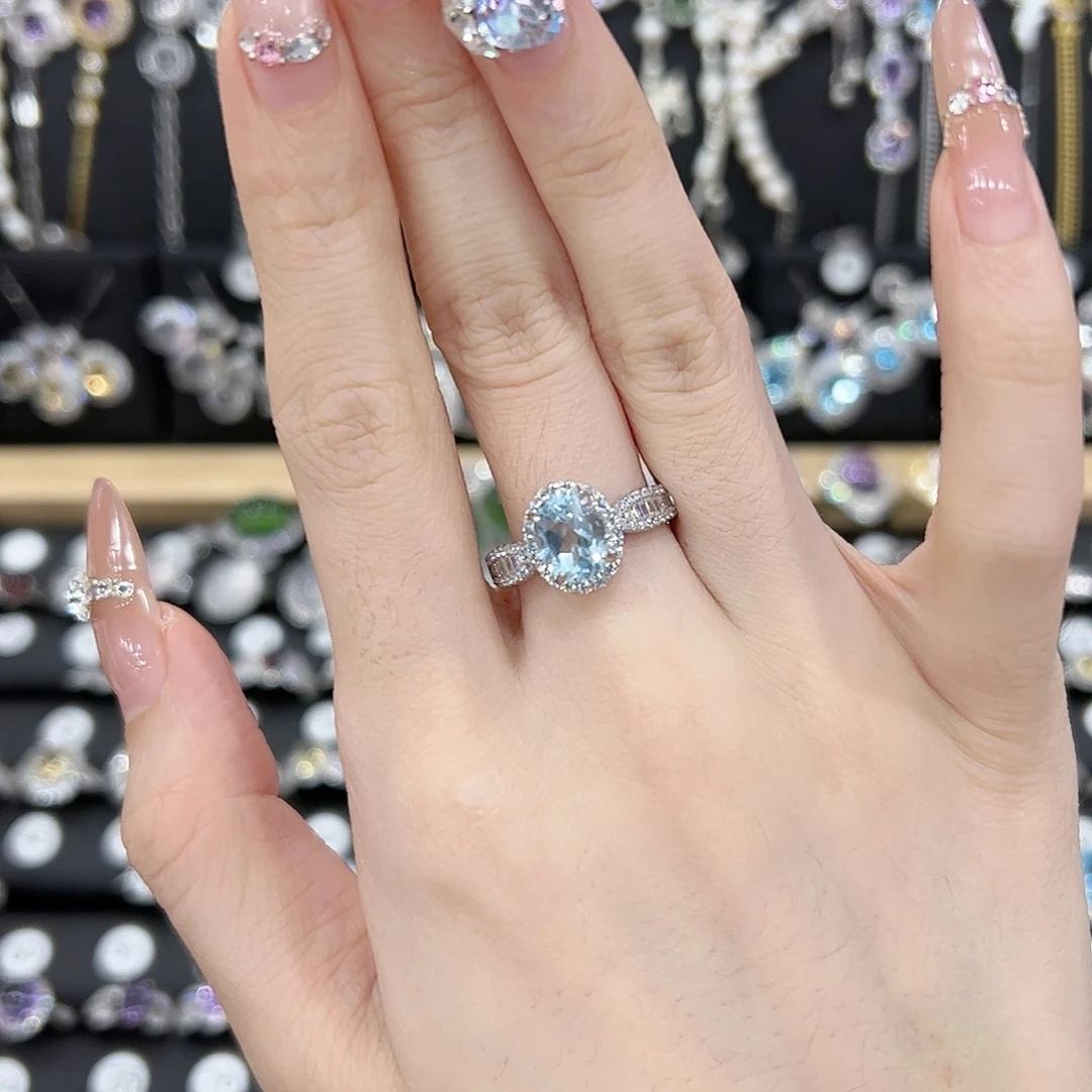 托帕石戒指银S925镶嵌开口