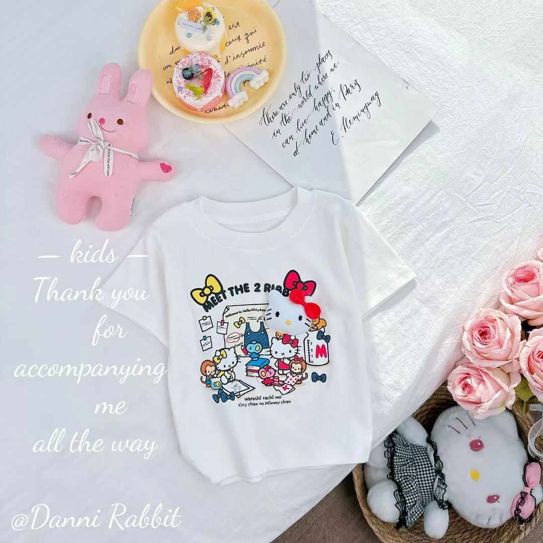 【Dannirabbit】*卡通百搭+敲萌KT猫*女童T恤 X-813