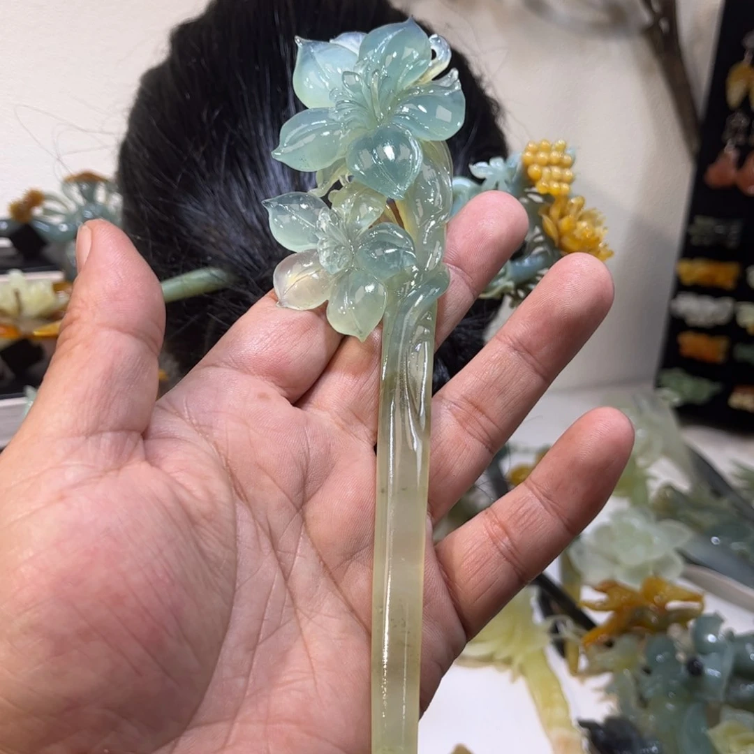 蛇纹石玉发簪合金ゞ****。