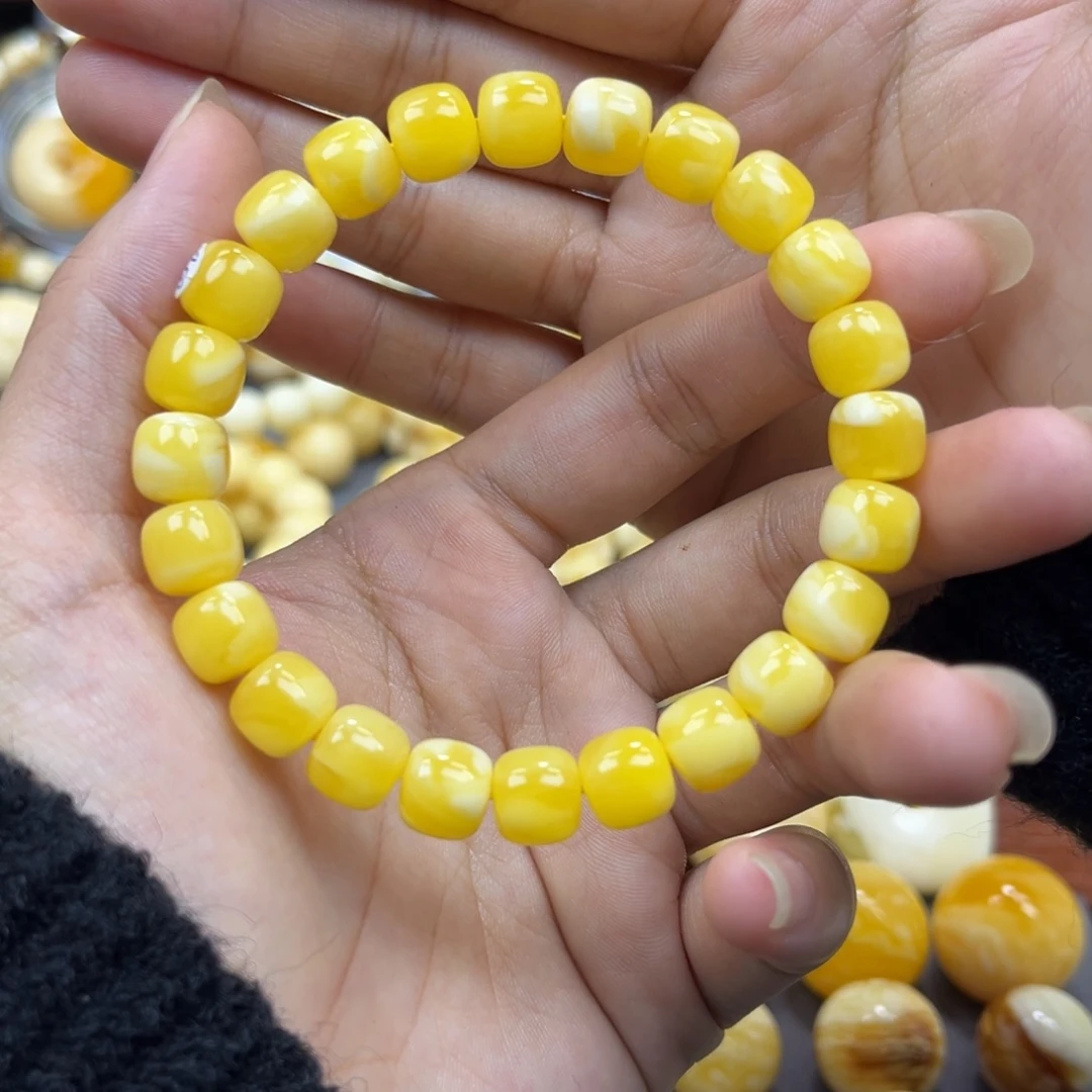 琥珀未镶嵌手串同料老邢手串9.1mm